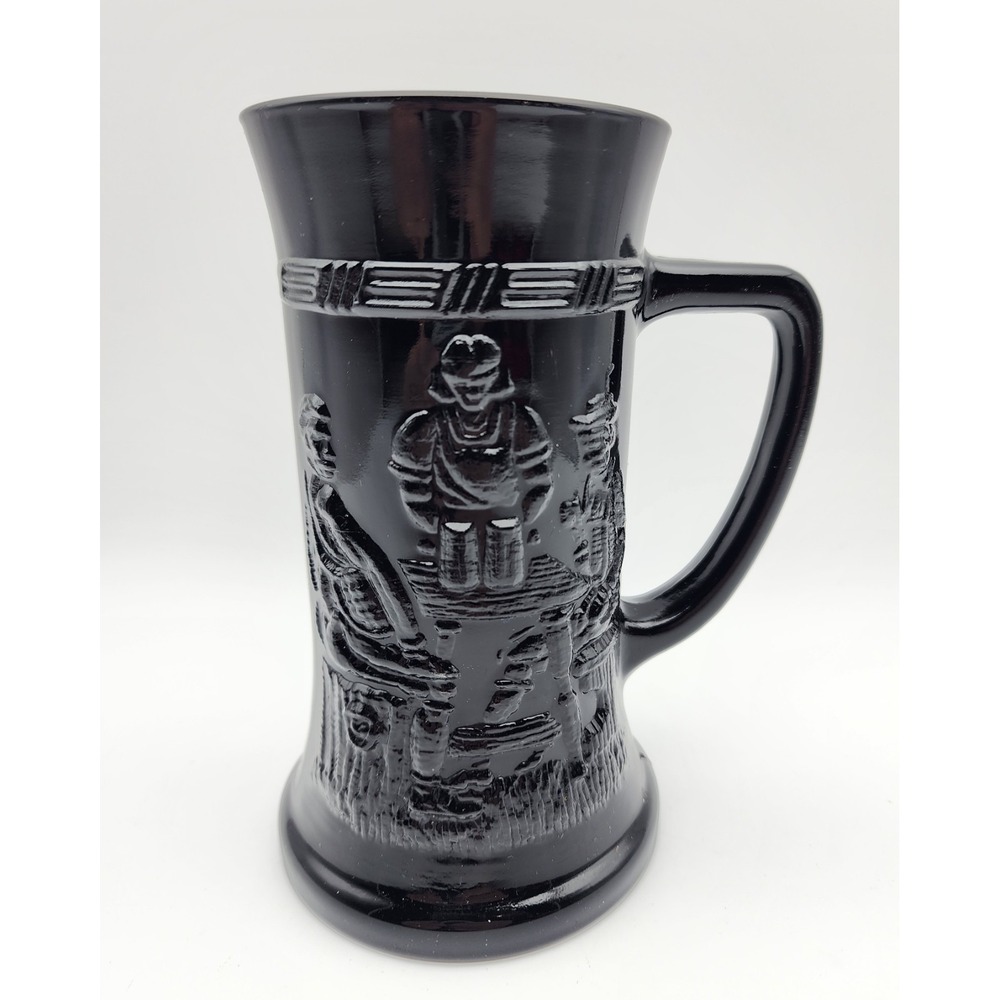 Black Mug Tiara Indiana Milk Glass Stein Beer Drinking Vintage Tavern Scene
